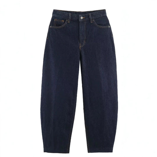 Damen Hochtaillierte Baggy-Jeans mit weitem Bein und klassischer Taschenlösung Nord Taschen