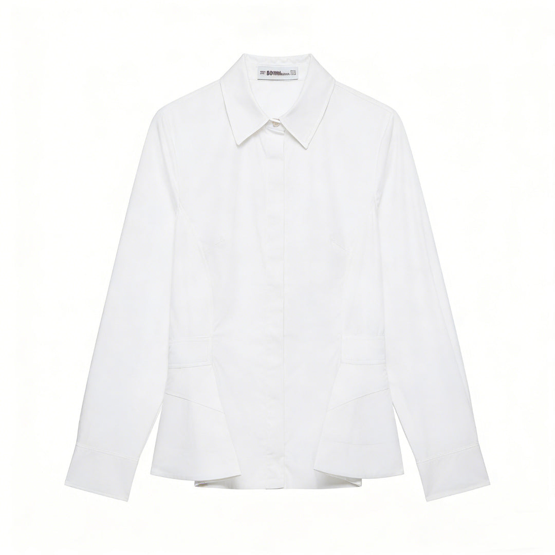 Damen Taillierter Hemdblazer mit verdeckter Knopfleiste, Eingrifftaschen und schmaler Silhouette Nord Taschen