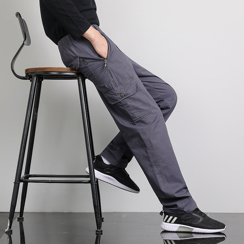 Herren Lockere Cargohose mit elastischem Bund, Multifach‑Taschen & geradem Bein Nord Taschen