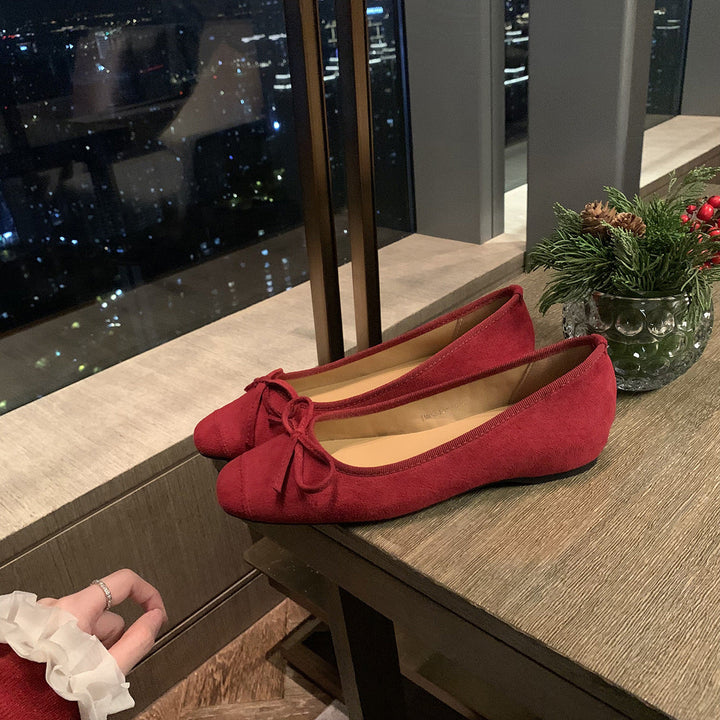 Damen Ballerinas mit charmantem Schleifendetail aus hochwertigem Wildleder