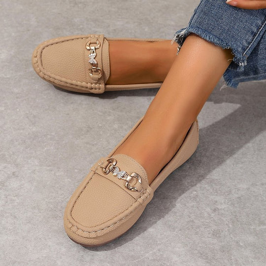 Damen nan elegante Mokassin-Slipper mit Zierkettchen und gepolstertem Komfortfußbett Nord Taschen