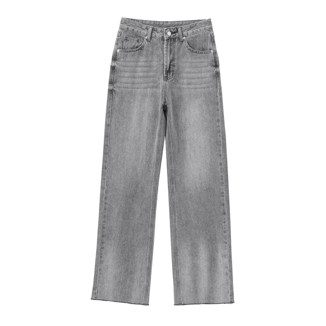 Damen hochtaillierte Wide-Leg-Jeans mit weitem Bein und Vintage-Waschung Nord Taschen