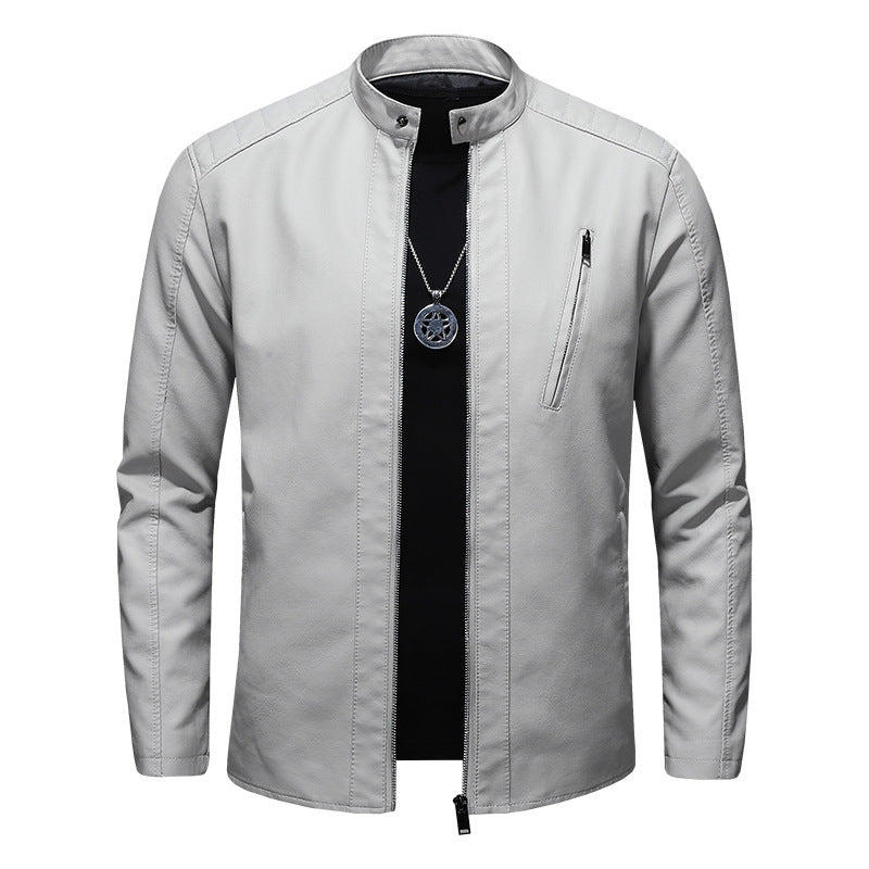 Herren Modische Lederjacke mit hohem Kragen Nord Taschen