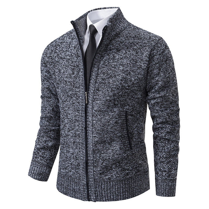 Herren gehobene Strickjacke mit Stehkragen und durchgehendem Reißverschluss, thermisch isolierend und tailliert geschnitten Nord Taschen