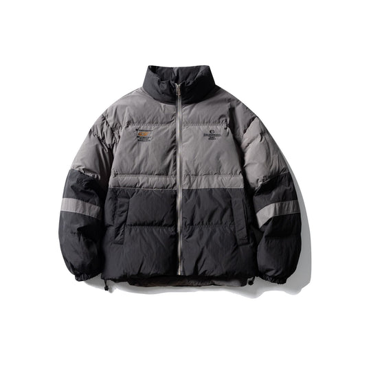 Herren Colorblock-wattierter Kurzblouson mit hohem Stehkragen und Kordelzugsaum Nord Taschen