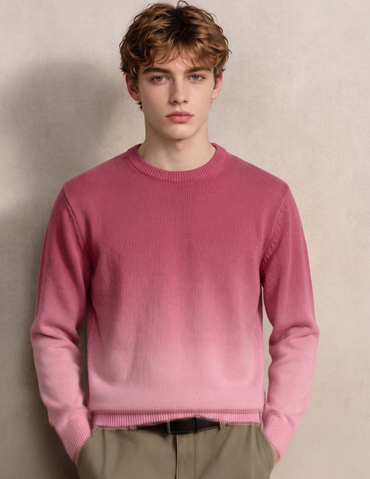 Herren Feinstrick-Pullover mit Dip-Dye-Effekt und Rundhalsausschnitt Nord Taschen