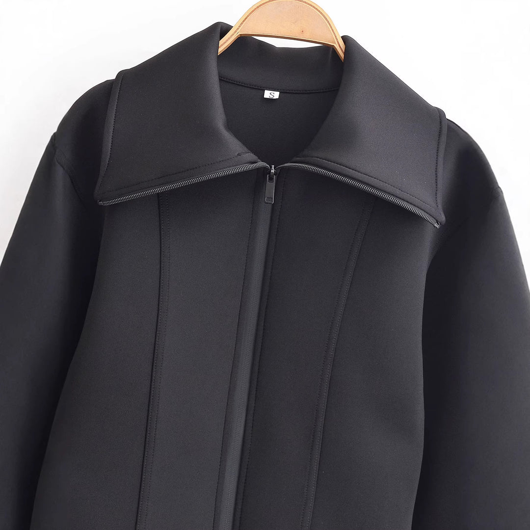 Damen geformte Neoprenjacke mit übergroßem Kragen und taillierter Cropped-Silhouette Nord Taschen