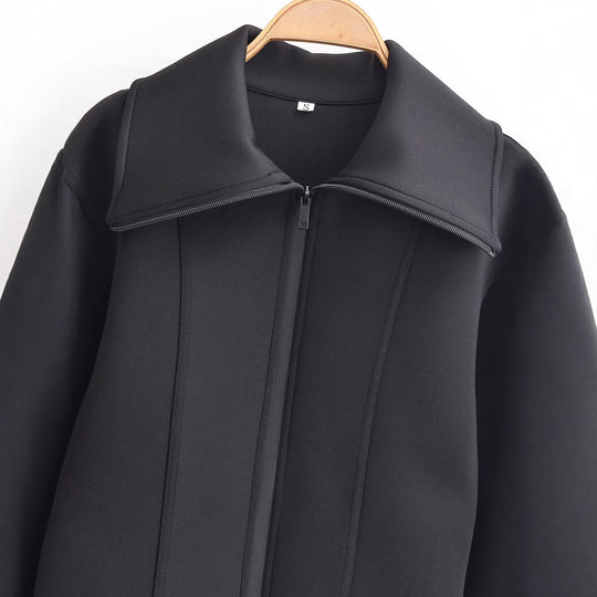 Damen geformte Neoprenjacke mit übergroßem Kragen und taillierter Cropped-Silhouette Nord Taschen