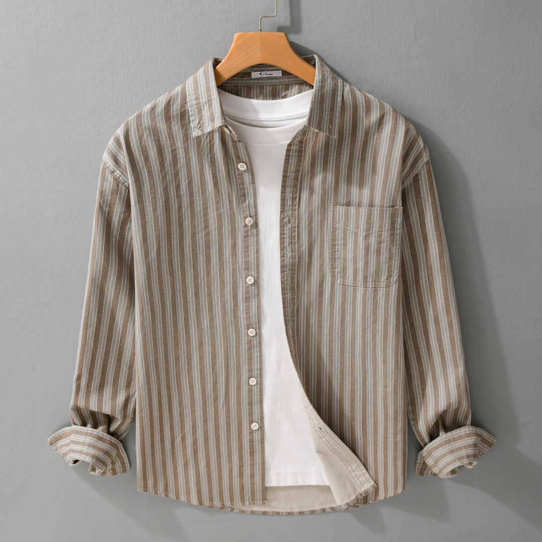 Herren Hemd mit Button-Down-Kragen aus atmungsaktivem Leinen-Baumwollmix in Relaxed-Passform Nord Taschen