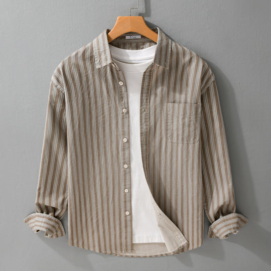 Herren Hemd mit Button-Down-Kragen aus atmungsaktivem Leinen-Baumwollmix in Relaxed-Passform Nord Taschen