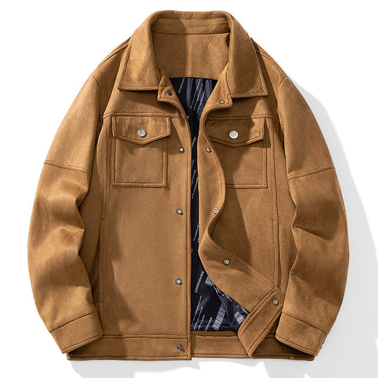 Herren Wildlederoptik Truckerjacke mit gesteppter Innenfütterung und Pattentaschen Nord Taschen