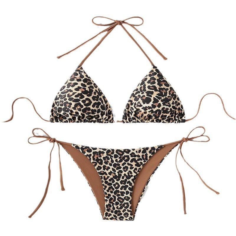 Damen Triangel-Bikini-Set mit verstellbaren BindNord Taschenändern und animalischem Design