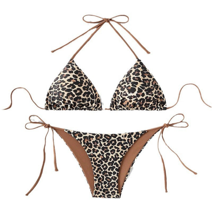 Damen Triangel-Bikini-Set mit verstellbaren BindNord Taschenändern und animalischem Design