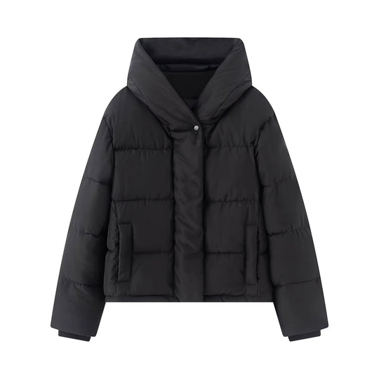Damen Kurz geschnittene gesteppte Pufferjacke mit hohem Stehkragen und verdeckter Druckknopfleiste Nord Taschen