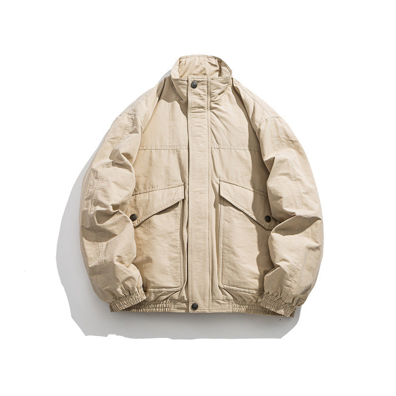 Herren Boxy Utility-Bomberjacke mit Stehkragen und aufgesetzten Klappentaschen Nord Taschen