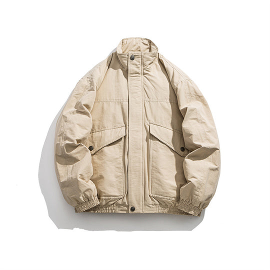 Herren Boxy Utility-Bomberjacke mit Stehkragen und aufgesetzten Klappentaschen Nord Taschen