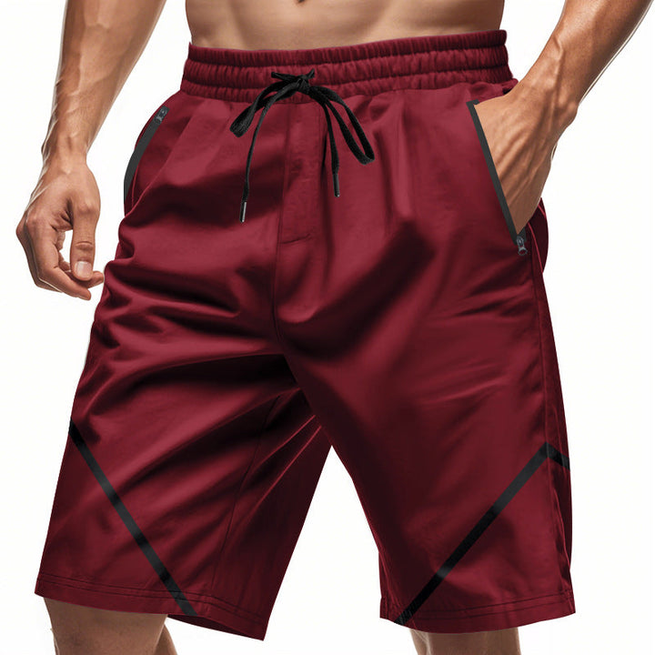 Herren nan atmungsaktive Trainingsshorts mit Reißverschlusstaschen und elastischem Tunnelzugbund