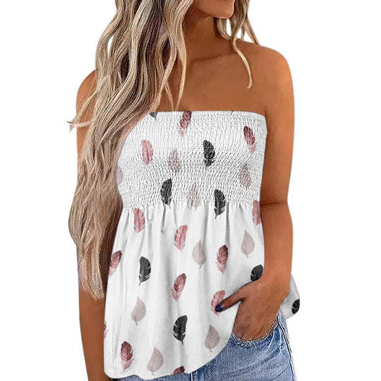 Damen Bandeau-Top mit floralem Einsatz