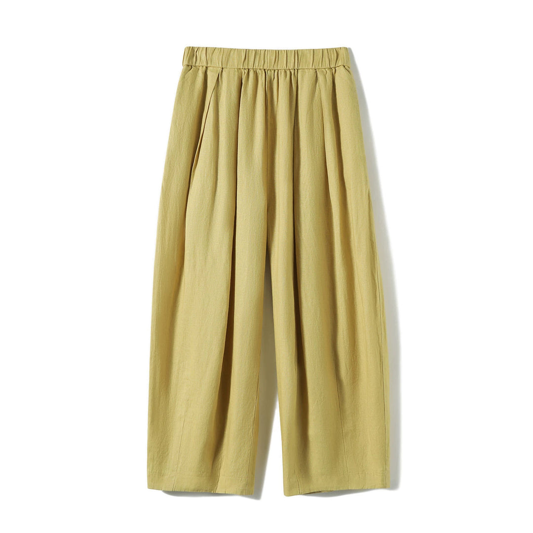Damen Lässige, weit geschnittene Leinenhose Nord Taschen