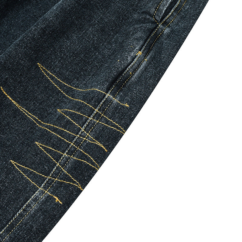 Damen Weite Denim‑Hose mit Kellerfalten, elastischem Bund und legerer Silhouette Nord Taschen