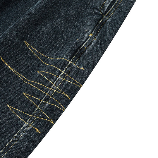 Damen Weite Denim‑Hose mit Kellerfalten, elastischem Bund und legerer Silhouette Nord Taschen