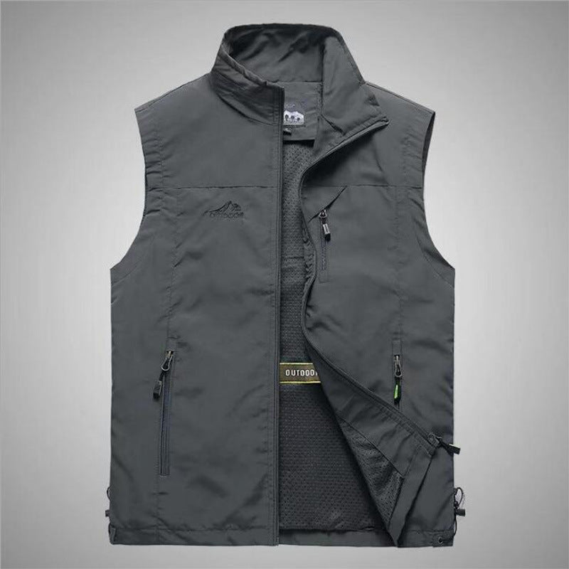 Herren Multifunktionale Utility-Weste mit Stehkragen, Reißverschlusstaschen und atmungsaktivem Meshfutter Nord Taschen
