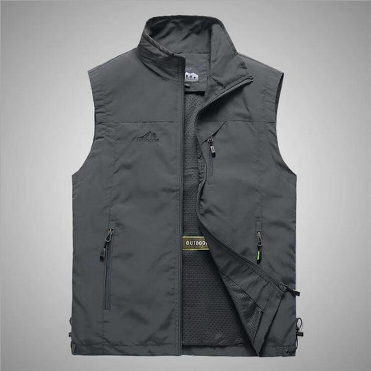 Herren Multifunktionale Utility-Weste mit Stehkragen, Reißverschlusstaschen und atmungsaktivem Meshfutter Nord Taschen