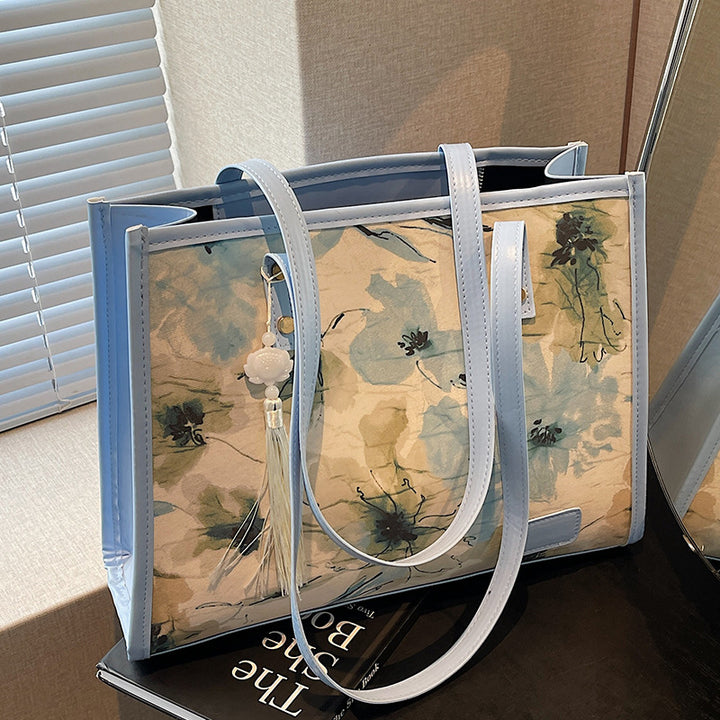 Damen Shopper-Tasche mit floralem Design und elegantem Kettenanhänger Nord Taschen