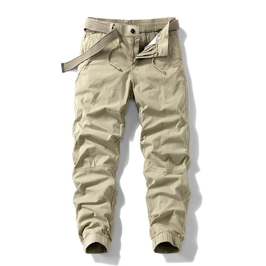 Herren Atmungsaktive Outdoor-Cargohose im Joggerstil mit integriertem Stoffgürtel und ergonomischen Kniefalten Nord Taschen