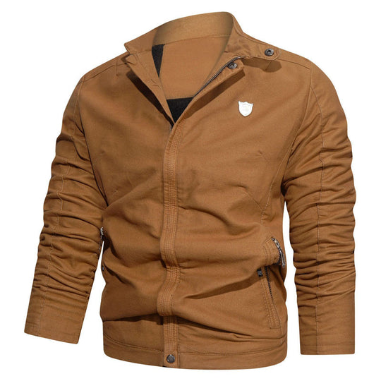 Herren Slim-Fit Canvas-Blouson mit Stehkragen, verdecktem Reißverschluss und Zipper-Taschen Nord Taschen