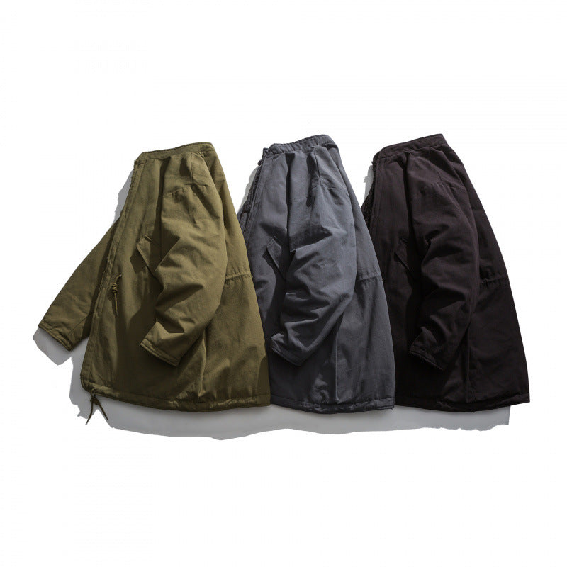 Herren Isolierende Parkajacke im Oversize‑Cut mit Sherpa‑Futter und Tunnelzugsaum Nord Taschen