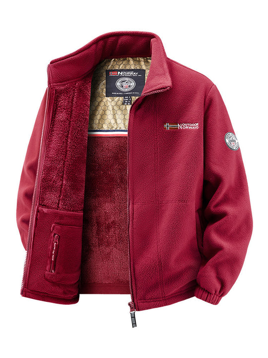 Damen Thermo-Fleecejacke mit wärmendem Teddyfutter, Stehkragen und Reißverschlusstaschen Nord Taschen