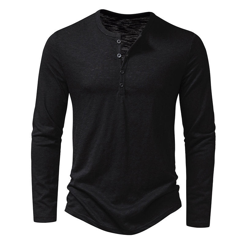 Herren Langarm-Henley-Shirt aus hochwertiger Baumwolle mit modernem Schnitt