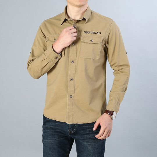 Herren Military-Hemd mit Brusttaschen, Ärmelrollfunktion und Off-Road-Print Nord Taschen
