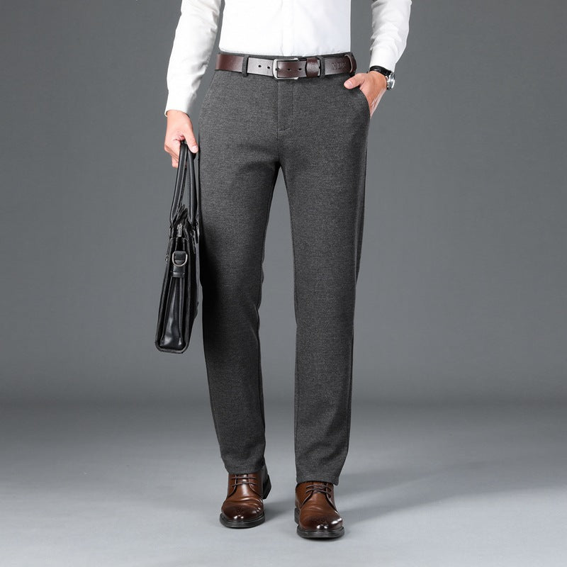 Herren Elegante Stretch-Wolloptik-Hose mit geradem Schnitt und elastischem Bund Nord Taschen