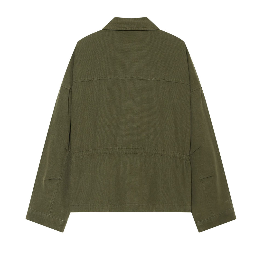Damen Taillierte Cropped Utility‑Jacke mit durchgehendem Reißverschluss und Pattentaschen Nord Taschen