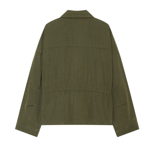 Damen Taillierte Cropped Utility‑Jacke mit durchgehendem Reißverschluss und Pattentaschen Nord Taschen