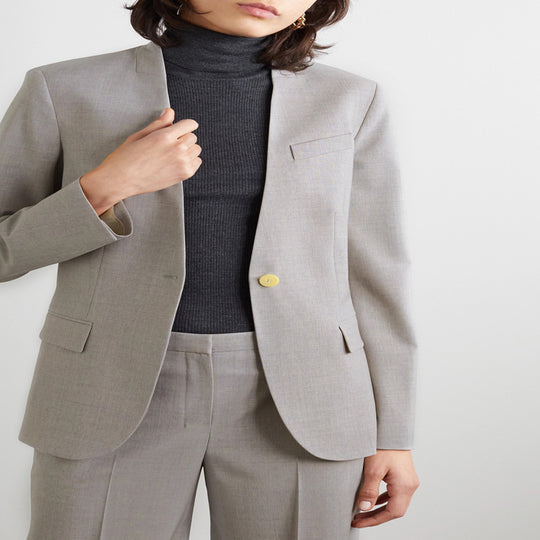 Damen Maßgeschneiderter Hosenanzug mit weitem Bein und einreihigem Blazer Nord Taschen