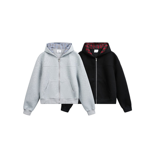 Unisex Kapuzenjacke mit Karofutter und durchgehendem Reißverschluss Nord Taschen