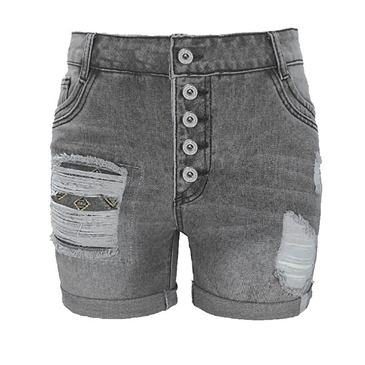 Damen Jeans-Shorts mit lässigem Fransen-Design und modischen Applikationen