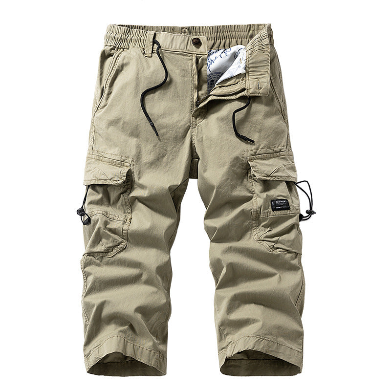 Herren Knielange Cargo-Shorts aus robustem Baumwoll‑Twill mit Elastikbund und Multifachtaschen Nord Taschen