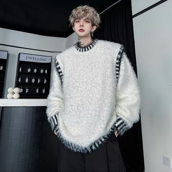 Herren Bequemer Grobstrickpullover mit Rundhalsausschnitt Nord Taschen