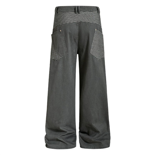 Damen Weite High‑Waist Culotte-Jeans im Palazzoschnitt mit kontrastierten Eingrifftaschen Nord Taschen