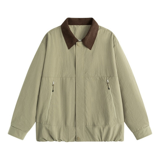 Herren Leichte Harrington-Übergangsjacke mit Cordkragen, verdeckter Druckknopfleiste & Reißverschlusstaschen Nord Taschen