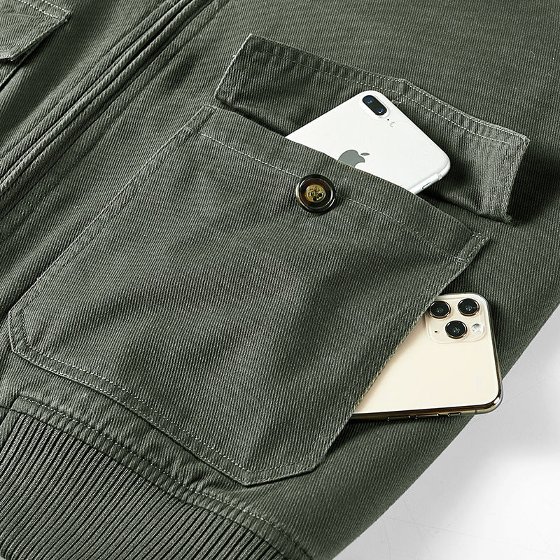 Herren  gefütterte Pilot-Bomberjacke mit Teddykragen, verdecktem Reißverschluss und funktionalen Klapptaschen Nord Taschen