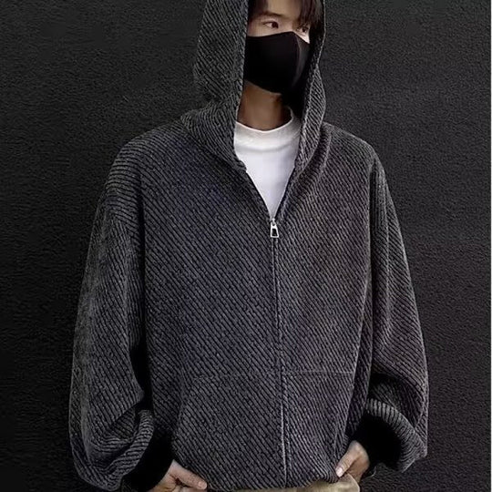 Unisex Oversized Strick-Kapuzenjacke mit Allover-Strukturmuster und Eingrifftaschen Nord Taschen