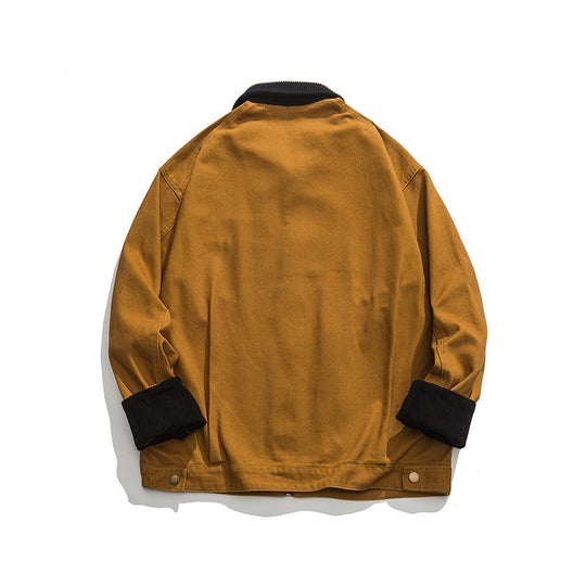 Unisex Boxy-Workwear-Jacke aus Canvas mit Cordkragen, Reißverschluss und aufgesetzten Pattentaschen Nord Taschen