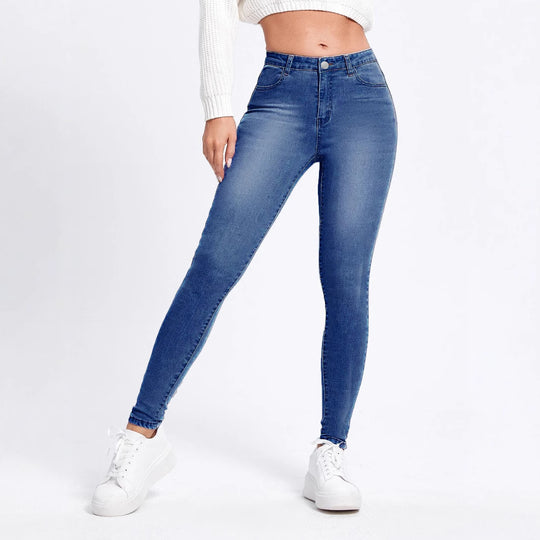 Damen Hochgeschnittene elastische Skinny-Jeans mit hoher Taille und Slim-Fit Nord Taschen
