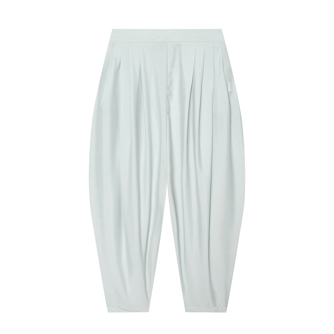 Damen Hochtaillierte plissierte Haremhose mit Kellerfalten und konischem Bein Nord Taschen