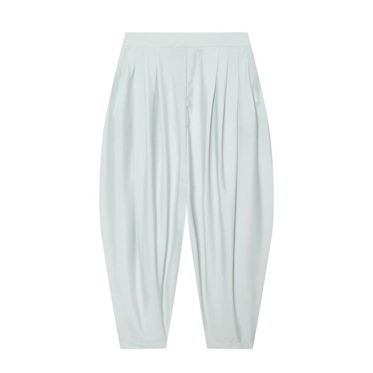 Damen Hochtaillierte plissierte Haremhose mit Kellerfalten und konischem Bein Nord Taschen